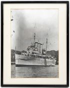 3 different framed photographs of HMS Cumberland, one d. “Columbo 1944”, average size 7” x 11”,