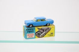 Corgi Toys Chevrolet Corvair (229). The harder to find darker shade of blue example, with yellow