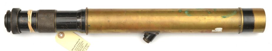 A WWI telescopic sight, brass and black enamelled, marked with broad arrow and “No 146. W.
