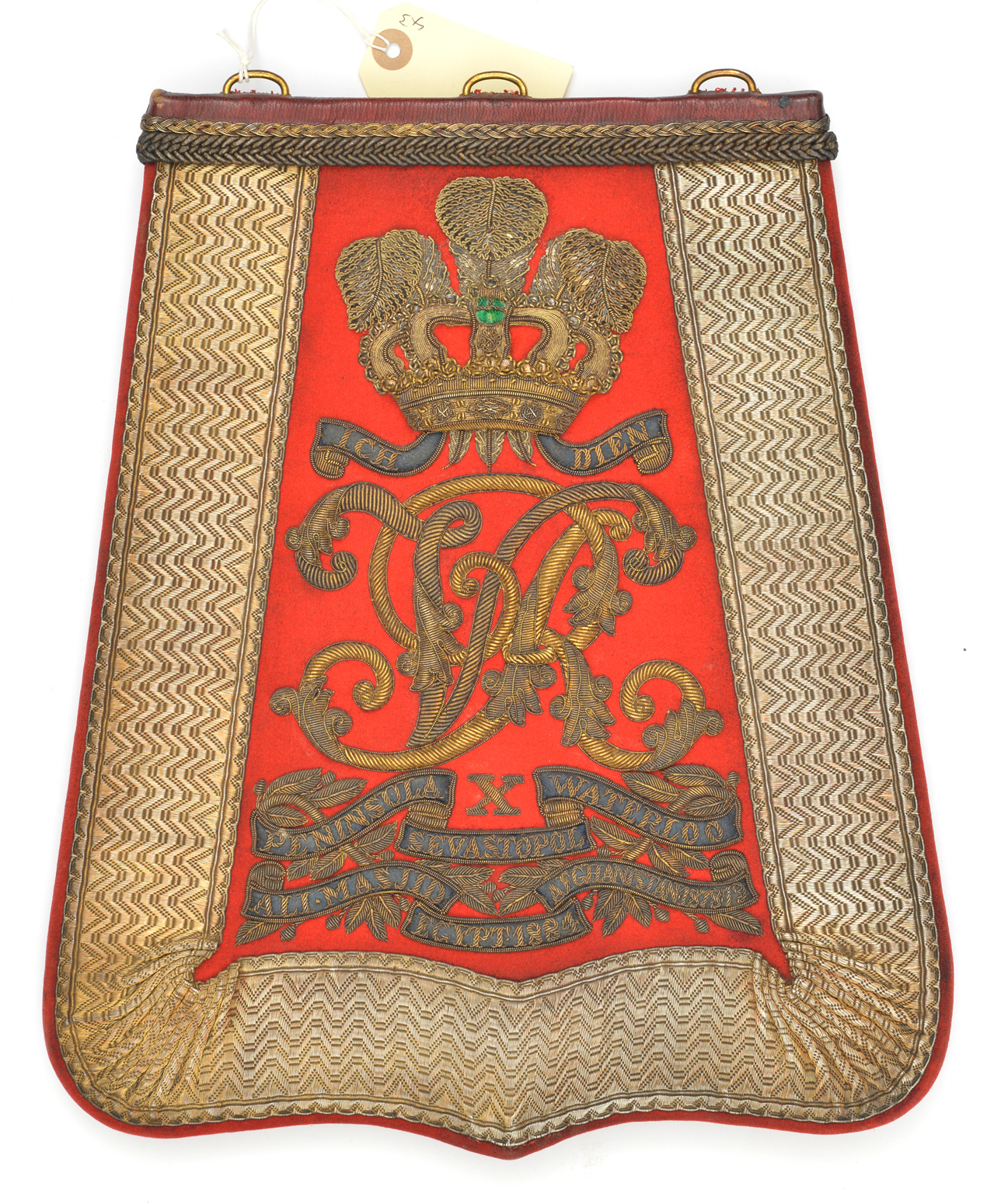 A Victorian officer’s full dress embroidered sabretache of the 10th (Prince of Wales’s Own Royal