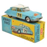 Corgi Toys Citroen D.S. 19 in Monte-Carlo Trim (323). In light blue with white roof and yellow