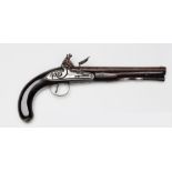 A 24 bore flintlock duelling pistol by Wogdon, c 1785, 14” overall, sighted round barrel with flat