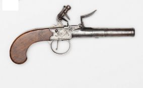 A 55 bore cannon barrelled flintlock boxlock pocket pistol, by Murdoch, c 1780, 8” overall, turn off