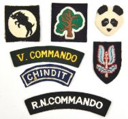 4 cloth formation badges: 46th Division, 30 Corps, 9th Armoured and SAS; 3 embroidered shoulder