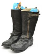 A pair of RAF 1943 pattern black “escape” boots, sheepskin lined, zipped suede upper section which