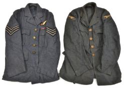 A WWII RAF Sergeant (Signals) jacket, embroidered wing, medal ribbon WWII, to chest, with waistbelt,