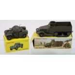 2 French Dinky Military. A Half Track M-3 (822), without machine gun. Plus an AML Panhard armoured