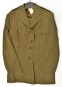 A scarce WWII Women’s Land Army private purchase khaki full dress uniform, 4 pocket jacket, with