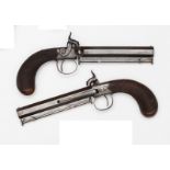 A pair of 38 bore percussion boxlock sidehammer belt pistols, by Alexander Martin, Glasgow, 9”