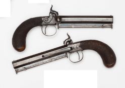 A pair of 38 bore percussion boxlock sidehammer belt pistols, by Alexander Martin, Glasgow, 9”