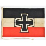 A Third Reich thick printed linen battle flag, with Iron Cross superimposed on the German colours,