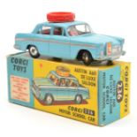 Corgi Toys Austin A60 De Luxe Saloon Motor School Car (236). In light blue with silver flash, red