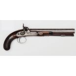 A 32 bore percussion duelling pistol by Joseph Manton, number 8832 (1821),15” overall, heavy browned