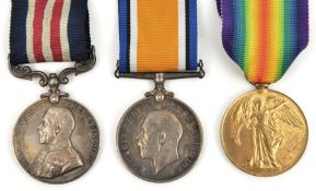 Three: Military Medal, Geo V first type (29798 Pte F Pearson 9/North’d Fus) BWM and Victory, GVF,