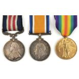 Three: Military Medal, Geo V first type (29798 Pte F Pearson 9/North’d Fus) BWM and Victory, GVF,