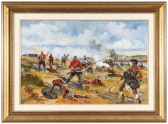 An oil painting on canvas “Sgt Booth wins the VC at Ntombe Drift”, by Jason Askew, showing Booth