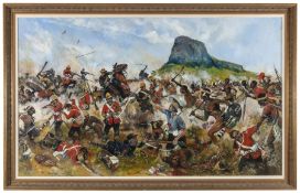 A large oil painting on canvas “Isandlwana: The Death of Private Griffiths, VC” by Jason Askew, a