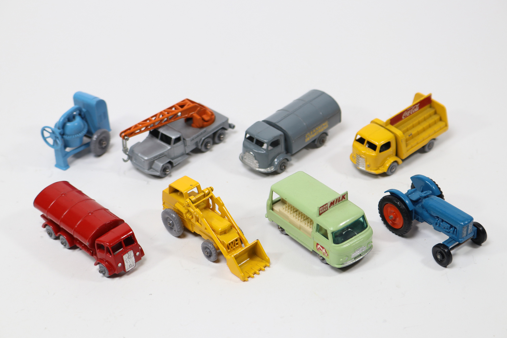 8x Matchbox Series vehicles. 3, Cement Mixer. 11, ERF Road Tanker, Esso. 21, Commer Bottle Float.