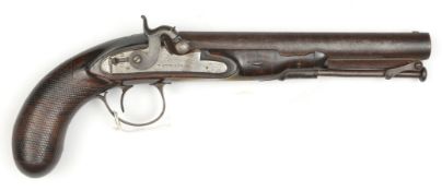 An officer’s 16 bore percussion holster pistol by Tatham c 1800, converted from flintlock with
