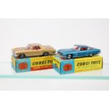 2 Corgi Toys. A Ghia L.6.4 (241) in metallic blue with red interior, spun wheels and black rubber