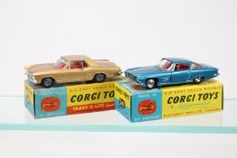 2 Corgi Toys. A Ghia L.6.4 (241) in metallic blue with red interior, spun wheels and black rubber