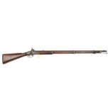 An 1858 Pattern .656 Indian army sepoy’s 3 band percussion Enfield smooth bore musket, 39” barrel,