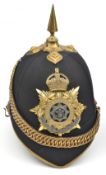 A post-1902 officer’s blue cloth spiked helmet of The Cheshire Regiment, with peak binding, top