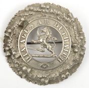 A silver plated die struck plaid brooch of the 5th Vol Bn The Black Watch (Perth Highland Rifle