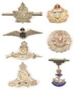7 sweetheart badges: “Silver” RN as for cap and “Silver” pendant anchor, RA “Sterling” tie pin,
