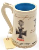 A Third Reich ½ litre Luftwaffe glazed pottery beer stein, embossed with Luftwaffe eagle and