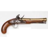 An early 19th century brass barrelled flintlock blunderbuss pistol, by Theops. Richards (
