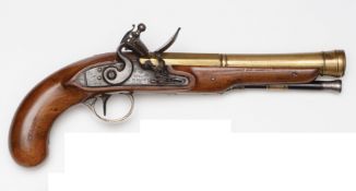 An early 19th century brass barrelled flintlock blunderbuss pistol, by Theops. Richards (