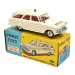 Corgi Toys Ford Zephyr Motorway Patrol (419). In white with red interior, POLICE to bonnet and