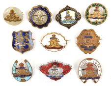 10 different R Artillery sweetheart brooches, mostly enamelled, featuring the regimental badge in