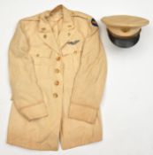 An interesting US Army Air Force ADC’s cream linen tropical peaked cap and jacket, the cap with