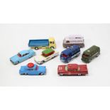 8 Corgi Toys. Chevrolet Impala Fire Chief in red with yellow interior. Jaguar Mk.X in light blue