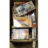 20 1:72 scale unmade aircraft and related model kits. By Airfix, Matchbox, Revell, Italeri,