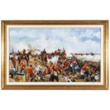 A large oil painting on canvas “The Battle of Kambula” by Jason Askew, showing a line of red