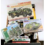 20x unmade military plastic kits by Revell, Airfix, Fujimi, Hasegawa, etc. In 1:76, 1:72, etc