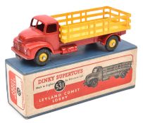 A Dinky Supertoys Leyland Comet Lorry (531). Example with red cab and chassis, yellow stake body and