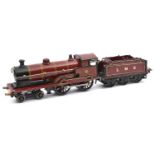 A Bing for Bassett-Lowke O gauge clockwork George the Fifth 4-4-0 tender locomotive. In lined LMS