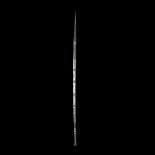 An Indian all iron javelin. Probably 18th or 19th century, 94cms overall, substantial diamond-