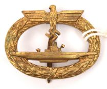 A Third Reich U boat badge, by Frank & Reif, Stuttgart. GC £100-150