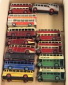 12x Dinky Toys buses and coaches for restoration. 4x 29c Double Decker buses with Leyland grills.