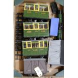 5x kit built 16mm narrow gauge items. Glyn Valley Tramway rolling stock set at 32mm, including; 3x