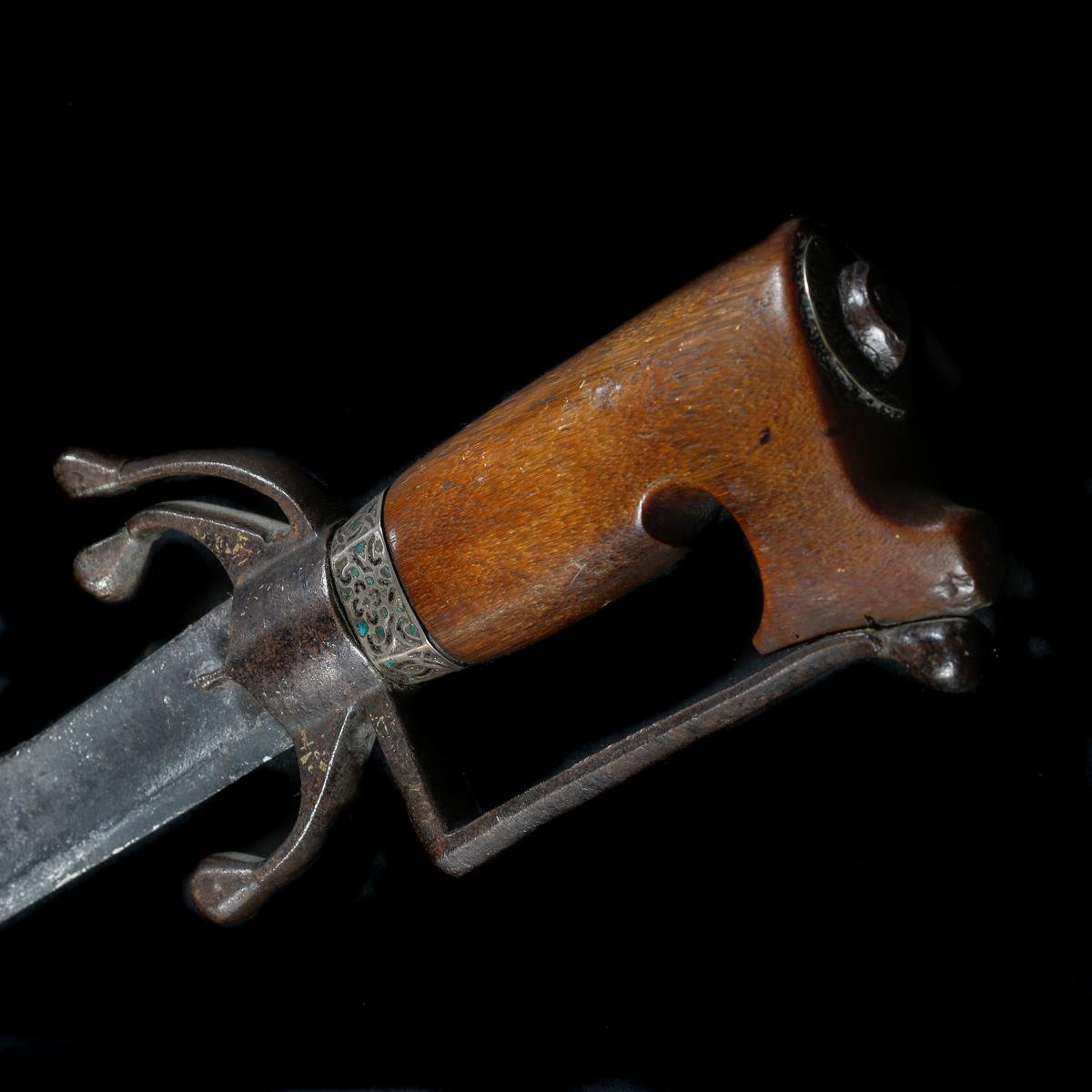 A Moroccan sword nimcha. Second half of the 19th century, slightly curved SE blade 94.5cms cut - Image 3 of 3