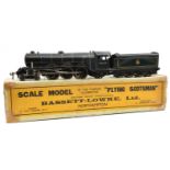 A Bassett-Lowke O gauge clockwork BR Class A3 4-6-2 tender locomotive. A BR example of Flying