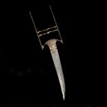 An Indian dagger katar. Mid-18th century, later slightly curved wootz blade 21cms, with raised