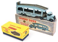 A scarce Dinky Toys Pullmore Car Transporter (982). A seldom seen 6 rivit example in light blue with