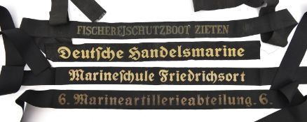 4 German Third Reich period naval cap tallies: "6 Marineartillerieabteilung 6"; "Marineschule